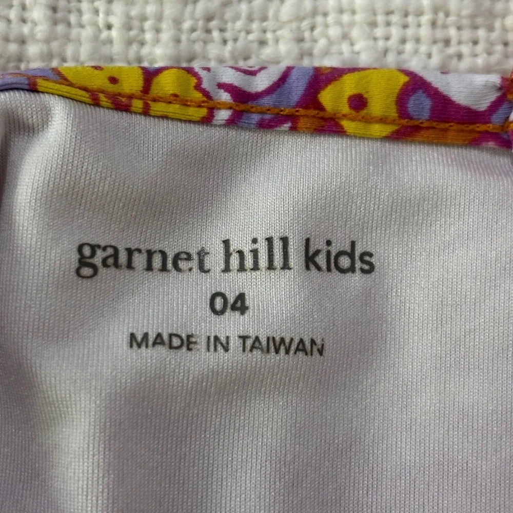 Garnet Hill Kids Girls Pink Purple Paisley Floral Ruffle One Piece Swimsuit 4